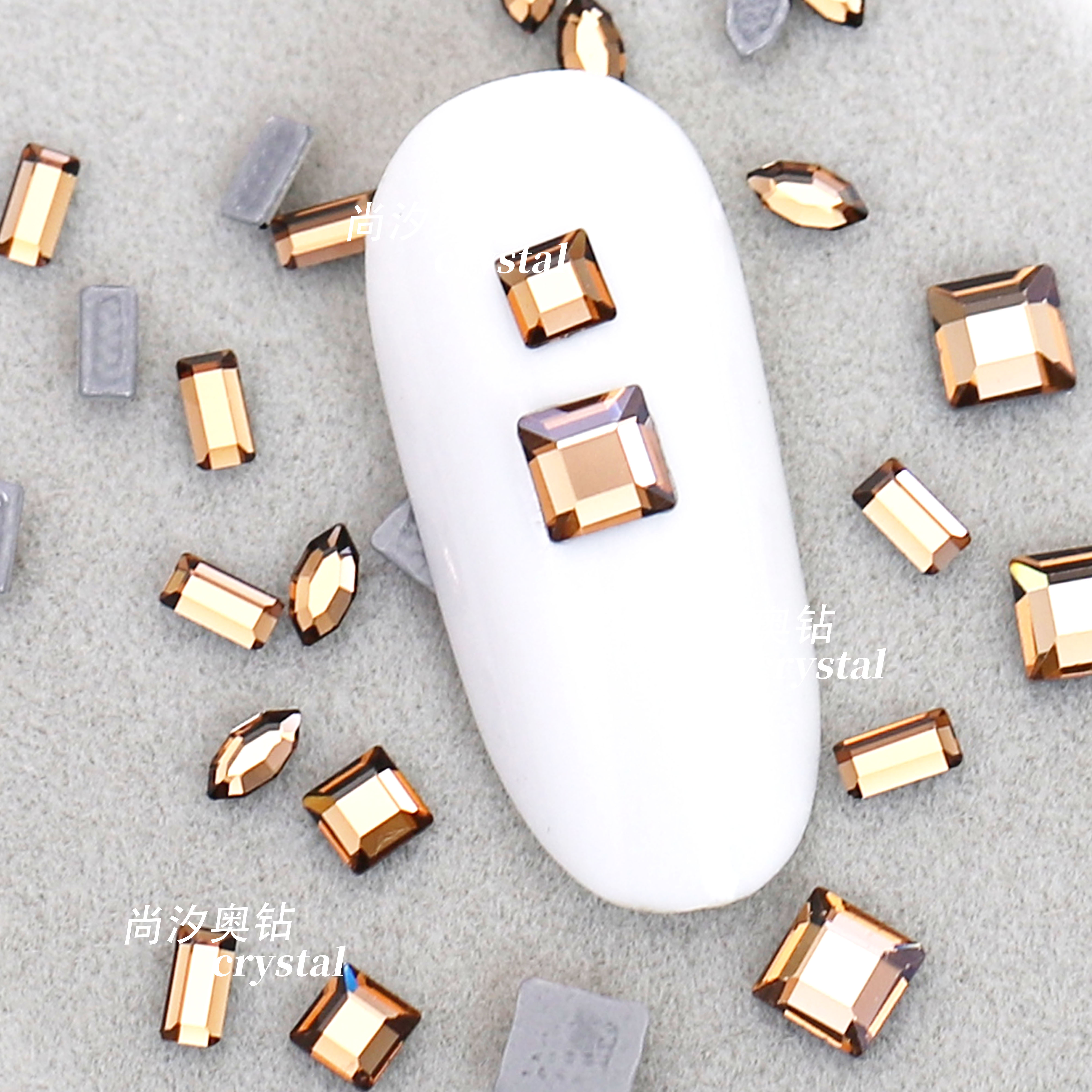 秋季新品1402浅烟黄烫底异形奥钻施家水晶美甲钻饰DIY材料堆钻