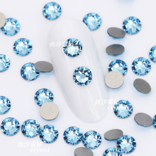 正品施家2088平底圆形202海蓝色美甲饰品钻耳环耳钉宠物发夹diy