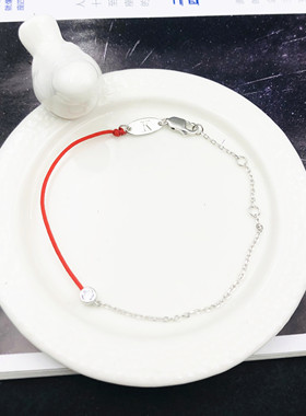 纯银玫瑰金色百搭红绳手链