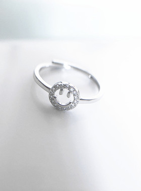 纯银锆石钻开口指环