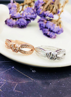 纯银锆石钻开口戒指