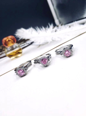 轻奢纯银仿真克拉钻石旋转戒指