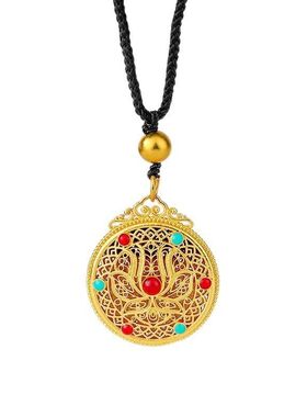 圆牌古法合金八宝吊坠项链毛衣