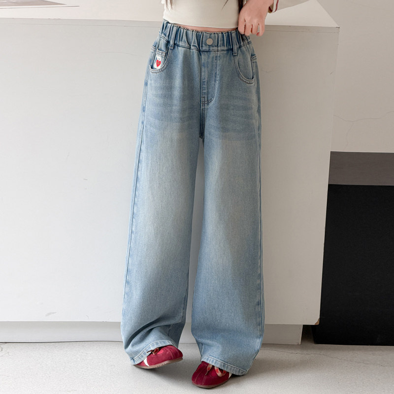 2026女童牛仔裤春秋新款韩版中大童洋气休闲百搭松紧腰阔腿长裤,童装/婴儿装/亲子装,裤子,淘宝优惠券,粉丝福利购,淘宝优惠卷