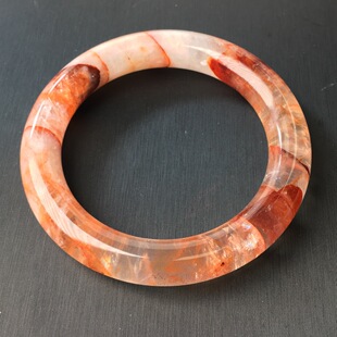 天然红黄胶花手镯款异象水晶红胶花水晶手镯红蕉花特色女士