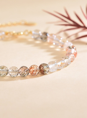 黑金超七时尚OL天然水晶手链