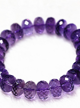 天然紫水晶手链 硬切面紫水晶手链 紫水晶算盘珠手链 紫晶手链 6A