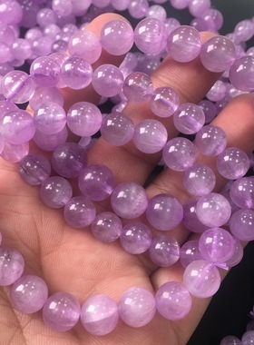天然大颗粒紫锂辉石手链女冰透孔赛石手串薰衣草水晶手串礼物女