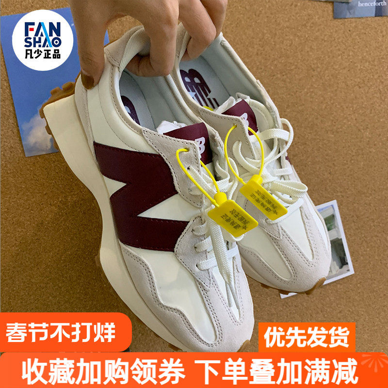 New Balance/NB 327系列女款低帮运动跑步鞋白灰红WS327KA/KB