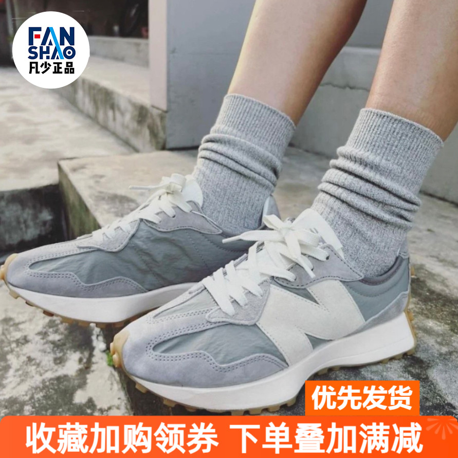 New Balance NB 327复古减震耐磨轻便低帮跑步鞋男女灰色MS327KA1