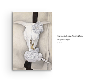 牛头骨与白玫瑰 Georgia O’Keeffe 乔治亚·欧姬芙 艺术微喷挂画