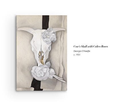 牛头骨与白玫瑰 Georgia O’Keeffe 乔治亚·欧姬芙 艺术微喷挂画