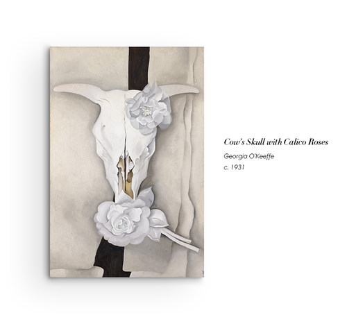 牛头骨与白玫瑰 Georgia O’Keeffe 乔治亚·欧姬芙 艺术微喷挂画
