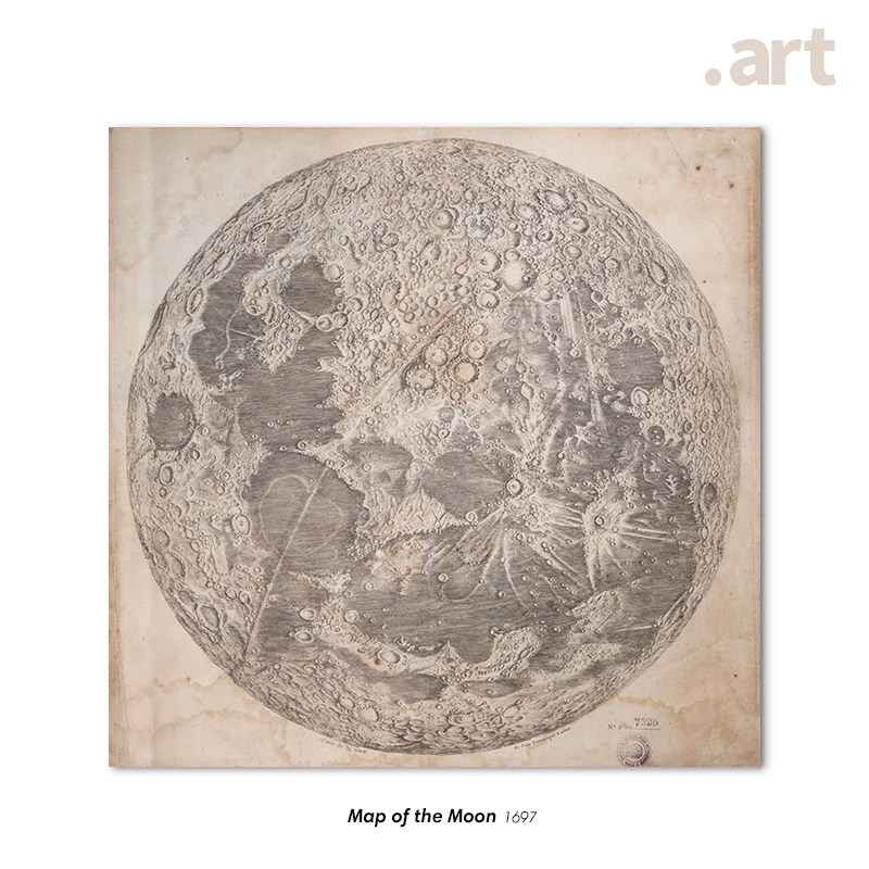 侘寂复古做旧 宇宙天文装饰画客厅书房工作室挂画巨幅 月球古地图