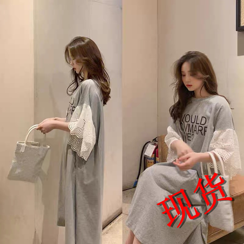 慵懒风印花绣花T桖长裙浙宝B252-812-P75-K138现货图片