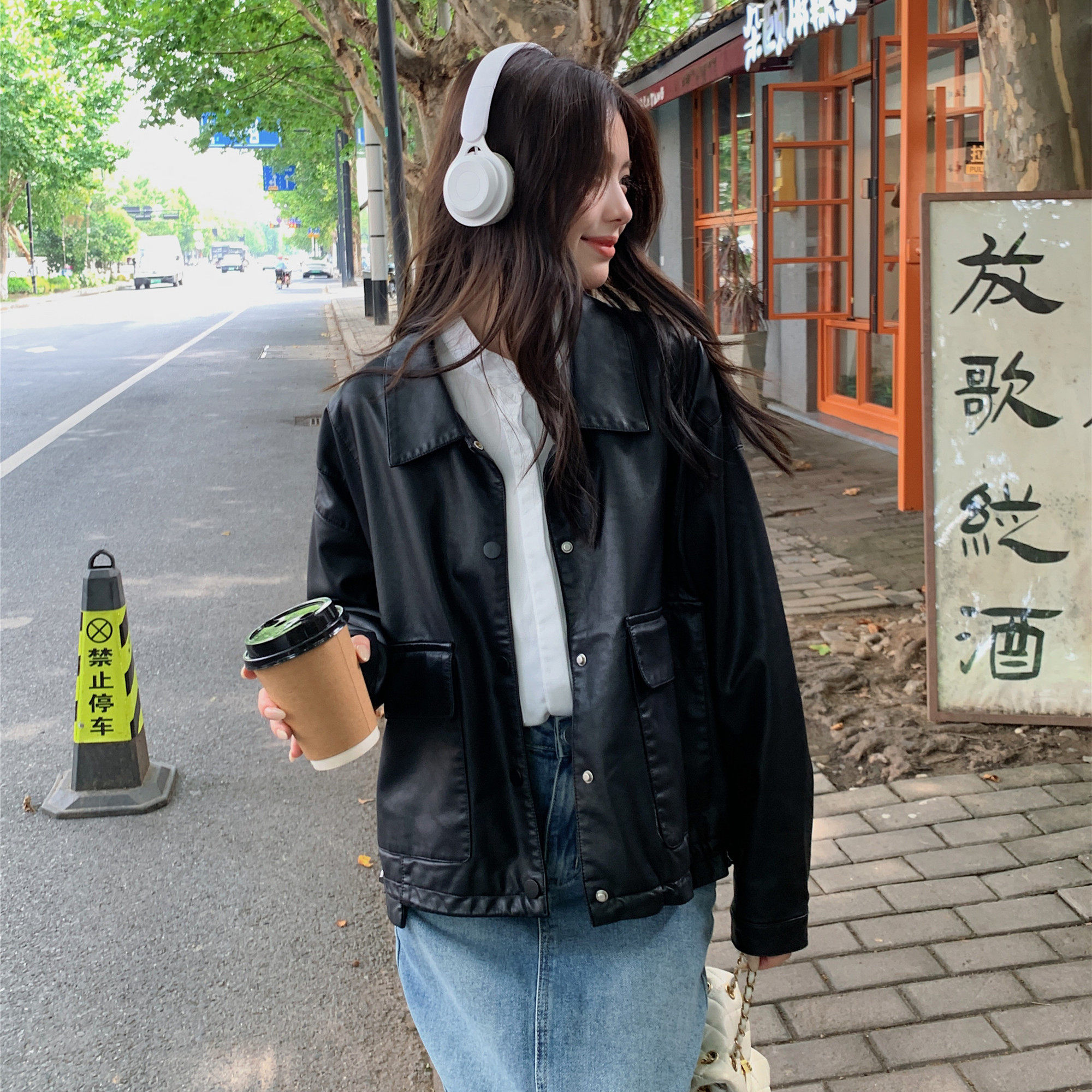 【现货】百搭黑色皮衣外套浙宝B252-2415-P145-K218，女装皮衣，浙宝252