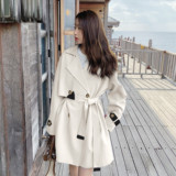 【现货】新款拼皮双排扣风衣款浙宝B252-2207-P140，女装风衣，浙宝252