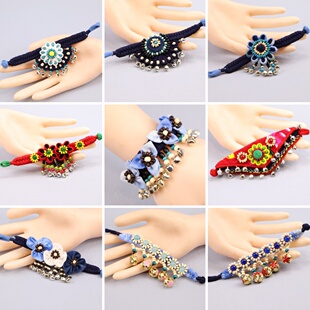 云南大理扎染民族风儿童手环布艺铃铛手链女童手饰云南文旅伴手礼