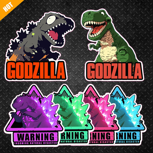 恐龙哥斯拉行李箱电脑笔记本冰箱贴电动汽车反光磁力磁吸贴纸贴画