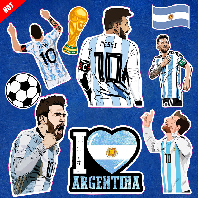 阿根廷足球梅西冰箱旅行箱电动汽车电脑头盔防水防晒装饰贴纸贴画