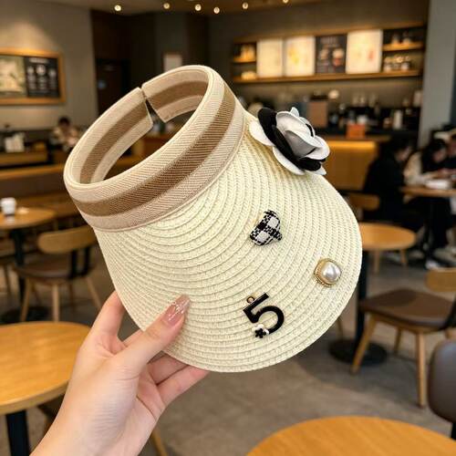 儿童防晒帽子小香风女童花朵可爱遮阳帽空顶亲子女鸭舌帽遮阳帽