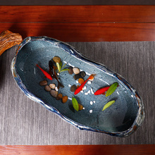 景德镇陶瓷小金鱼缸养鱼花盆乌龟缸水培古法生态造景鱼缸黑色长形