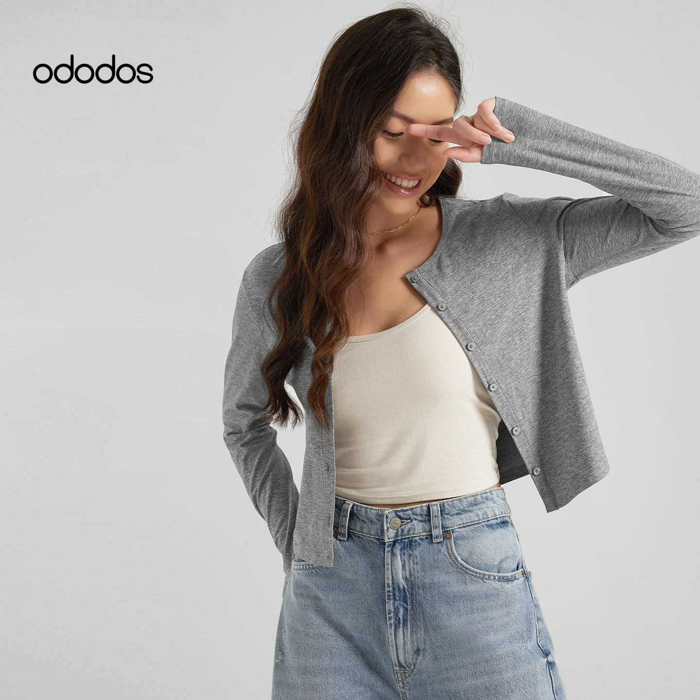 ododos 运动外套女针织开衫长袖薄款春秋季外穿瑜伽健身气质上衣