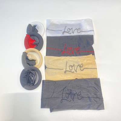 性感后竖线复古极光长筒丝袜女字母LOVE诱惑情调长筒袜带脚底脚跟