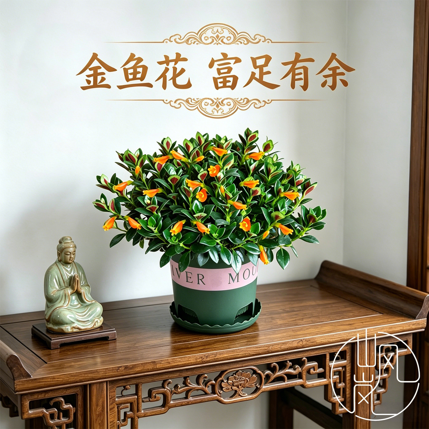 黄花金鱼吊兰花卉盆栽绿植客厅阳