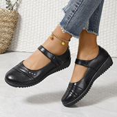 单鞋 2024春夏浅口中老年妈妈大口软底平底防滑舒适工作鞋 女士皮鞋