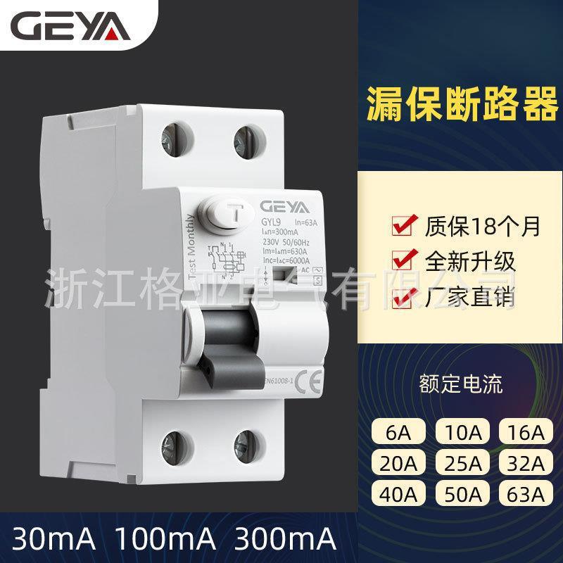 格亚GYL9漏电保护断路器AC型A型25A 40A 63A开关AC-S型2P 4P