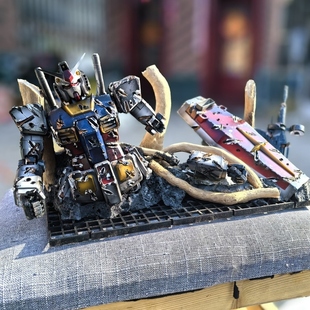 木石万代自由旧化大班元祖小米鱼缸废墟战损高达鱼缸场景破镜战损