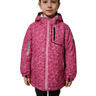 卡B树女童棉冲锋衣冬装 连帽大童户外加棉厚保暖上衣 加厚外套新款