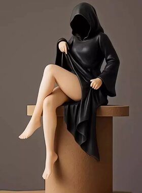 神秘暗黑风格Mysterious statue黑袍女王家具摆件幽灵娘手办桌面