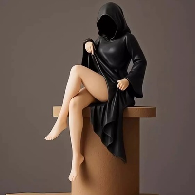 神秘暗黑风格Mysterious statue黑袍女王家具摆件幽灵娘手办桌面