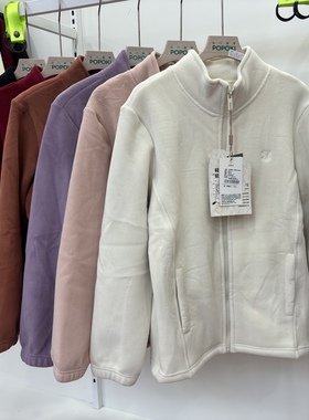 POPOKI新款5805-2.0羊毛蓄热万粒绒外套女冬季抓绒衣拉链内胆外套