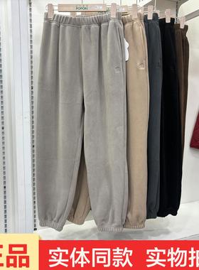 POPOKI6037万粒绒小熊裤口袋款男女加绒加厚保暖家居裤可外穿睡裤