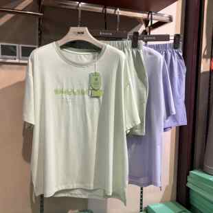 芬格兰31782睡衣女士夏季短袖短裤套装简约圆领家居服套装可外穿