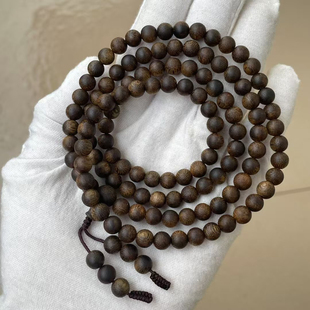沉香手串99沉高油非沉水手链手串透顶绿棋楠6mm118颗保天然