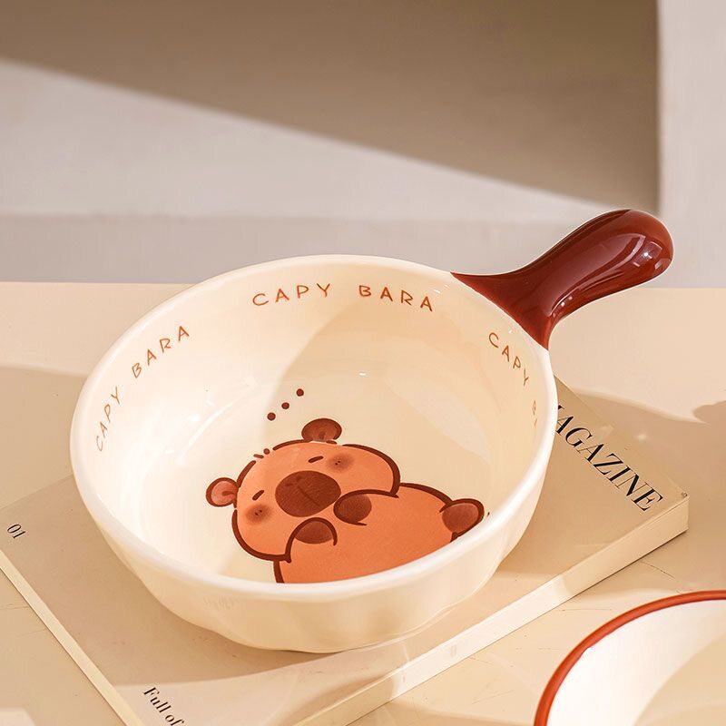 卡皮巴拉釉下彩陶瓷碗家用餐具可爱卡通泡面碗汤碗好看饭碗高颜值