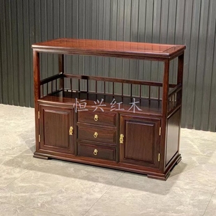 红木餐边柜东非酸枝木中式茶水柜收纳储物柜微波炉柜实木地柜角柜