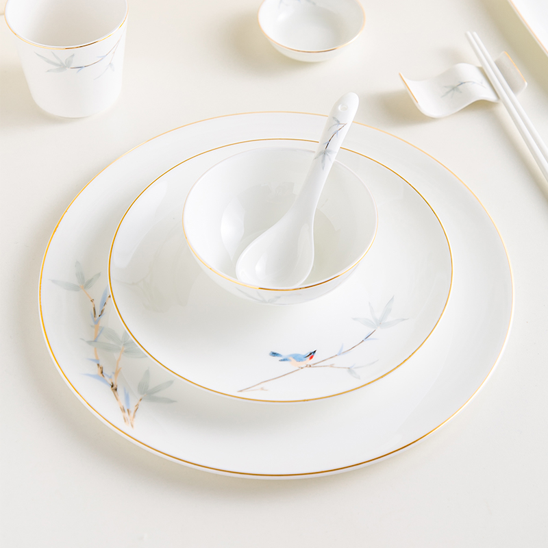 瓷唯雅骨瓷酒店餐厅圆形摆台餐具