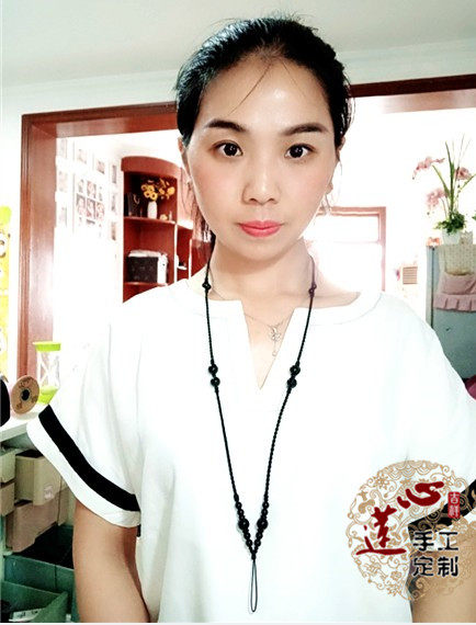 结实耐用黑玛瑙手工编织手机挂绳防摔防盗挂脖手机链包邮毛衣链