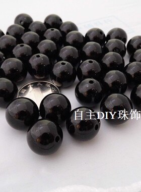 黑色3 4-40MM抛光圆黑珠 ABS仿珍珠 磨光珠饰品等辅料 手缝散珠子