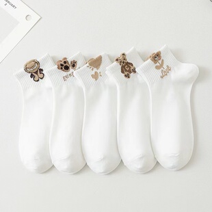 袜子女春夏新款 潮流船袜厂家直销socks 立体熊女士白袜子短袜爆款
