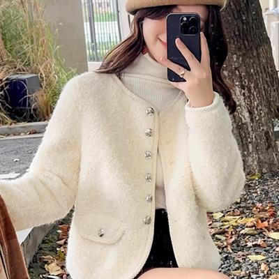 韩版短款仿皮毛一体小香风外套