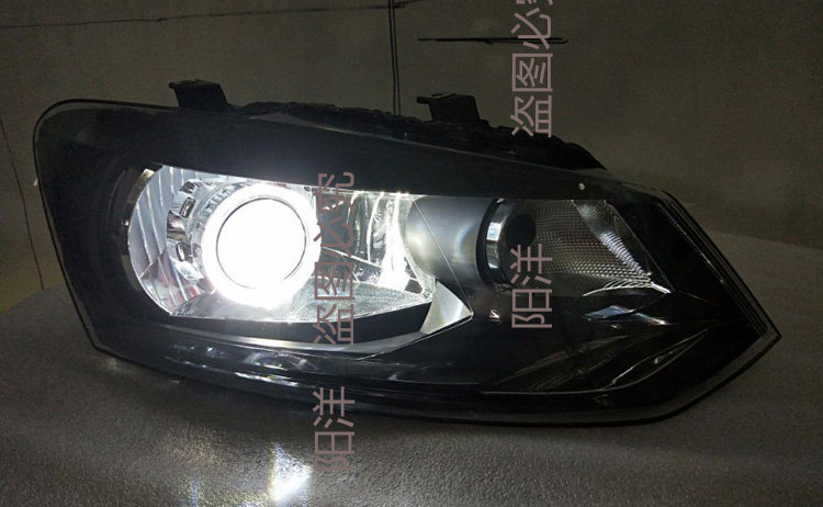大众新polo11款波罗大灯总成改双光透镜氙气灯天使眼恶魔泪眼新波