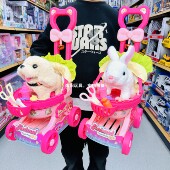 超晟美琪萌宠手推车电动小兔子小狗猫咪仿真会叫会走宠物儿童玩具