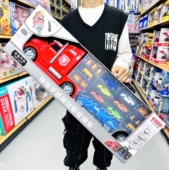 锦佳手提箱货柜收纳车合金小汽车运输车警车消防车工程车儿童玩具