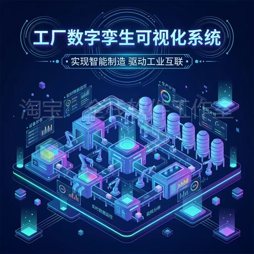 数字孪生系统定制智慧园区工厂生产设备产线能源可视化大屏开发